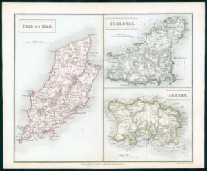 1832 Original Antique Map ISLE OF MAN - JERSEY - GUERNSEY by Chapman Hall
