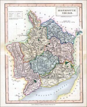 1831 Original Antique Map of MONMOUTHSHIRE Wales by Chapman Hall