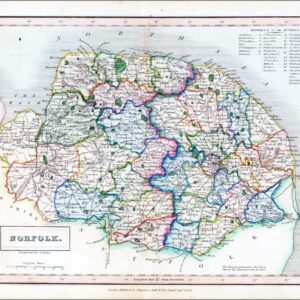 1831 Original Antique Map of the County of NORFOLK by Chapman Hall