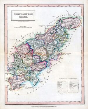 1831 Original Antique Map of NORTHAMPTONSHIRE by Chapman Hall