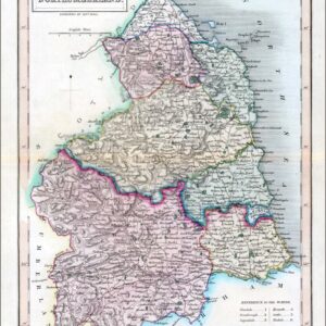 1830 Original Antique Map of the county of NORTHUMBERLAND by Chapman Hall
