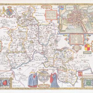 1676 Original Antique Map of OXFORDSHIRE by John Speed Bassett Chiswell