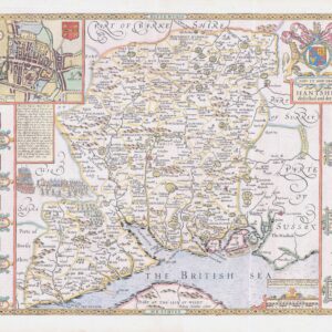 1676 Antique Map HANTSHIRE Hampshire by John Speed Bassett Chiswell