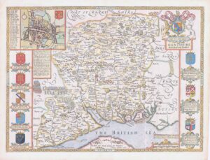 1676 Antique Map HANTSHIRE Hampshire by John Speed Bassett Chiswell