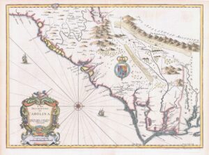 1676 RARE Map NEW DESCRIPTION OF CAROLINA USA by John Speed & Bassett Chiswell