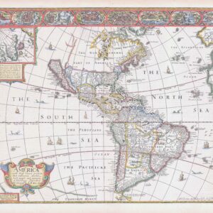 1676 RARE Original Antique Map of AMERICA by John Speed & Bassett Chiswell