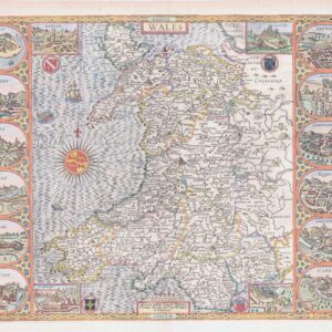 1676 RARE Original Antique Map of WALES by John Speed & Bassett Chiswell