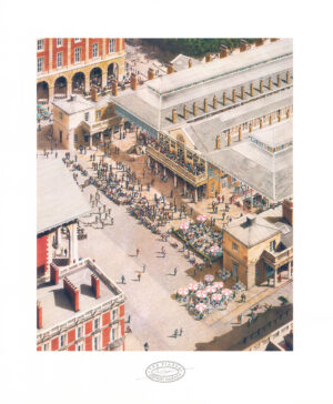 1990 Large artist PAUL DRAPER Signed Lithograph PIAZZA COVENT GARDEN London