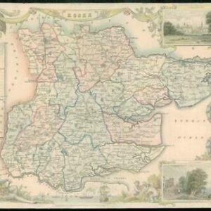 1837 Original Antique Decorative MAP - ESSEX by Thomas Moule hand colour