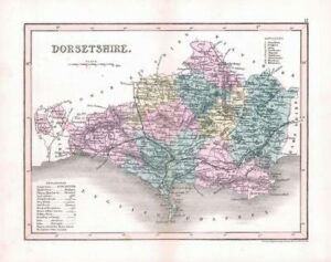 1860 - Original antique colour map of "DORSETSHIRE" DORSET by Joshua Archer (13)