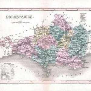 1860 - Original antique colour map of "DORSETSHIRE" DORSET by Joshua Archer (13)