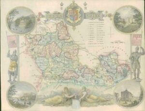 1837 ORIGINAL ANTIQUE Decorative MAP - BERKSHIRE by Thomas Moule Hand Colour