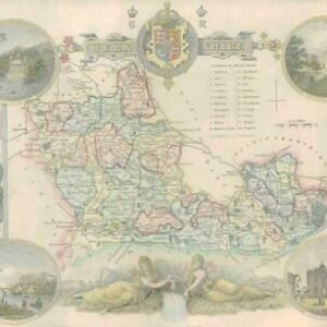 1837 ORIGINAL ANTIQUE Decorative MAP - BERKSHIRE by Thomas Moule Hand Colour