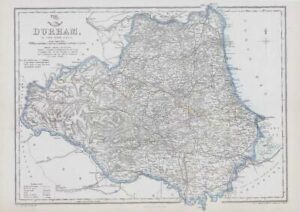 1863 Large Antique Map DURHAM by Edward Weller (DA86)