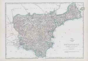 1863 Map DEVONSHIRE South Division Plymouth Okehampton Honiton by Weller (DA84)