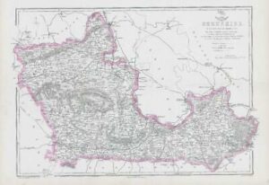 1863 Large original Antique Map BERKSHIRE by Edward Weller (DA77)