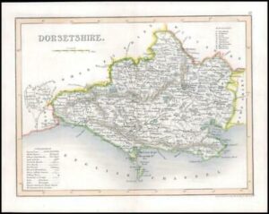 c1845 Antique Map of DORSETSHIRE Dorset by J Archer (LSM41)