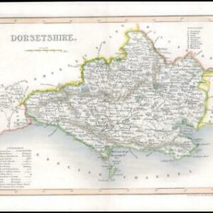 c1845 Antique Map of DORSETSHIRE Dorset by J Archer (LSM41)