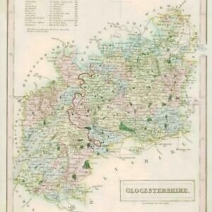 1833 Original Antique Colour Map of GLOUCESTERSHIRE by Chapman & Hall (CH)