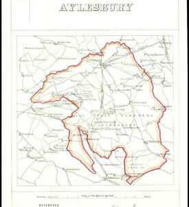1868 Buckinghamshire Boundary Commission Ordnance MAP PLAN of AYLESBURY (BC5)