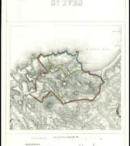 1868 Cornwall Boundary Commission Ordnance MAP PLAN of ST IVES (BC142)