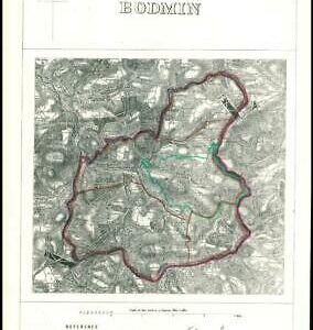 1868 Cornwall Boundary Commission Ordnance MAP PLAN of BODMIN (BC16)
