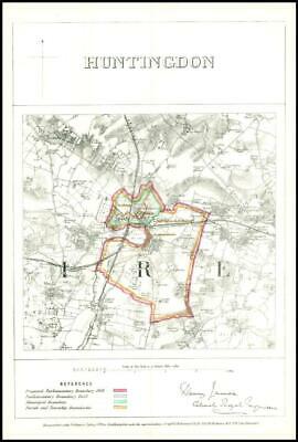 1868 Cambridgeshire Boundary Commission Ordnance MAP PLAN of HUNTINGDON (BC79)