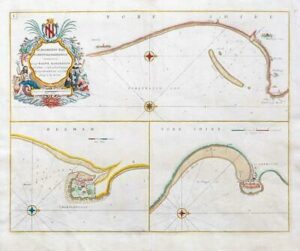 1689 SEA CHART Map BURLINGTON BAY Scarborough Hartlepool Greenville Collins (a)