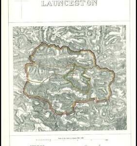 1868 Cornwall Boundary Commission Ordnance MAP PLAN of LAUNCESTON (BC88)