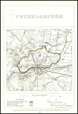 1868 Cambridgeshire Boundary Commission Ordnance MAP of PETERBOROUGH (BC128)