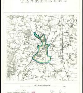 1868 Gloucestershire Boundary Commission Ordnance MAP PLAN of TEWKESBURY (BC165)