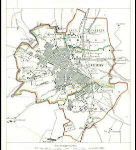 1868 Derbyshire Boundary Commission Ordnance MAP PLAN of DERBY (BC48)