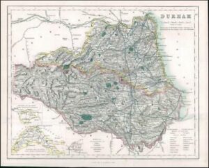 1842 Engraved Map of DURHAM by Fisher (FM2/11)