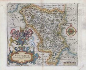 1607 - RARE 1st Edition Antique Map DERBYSHIRE BY Saxton Kip/Hole