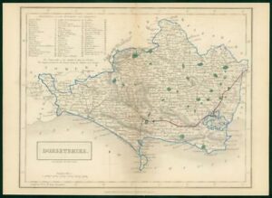 c1820 - Antique Map DORSETSHIRE Chapman Hall outline hand colour (CP2-M)
