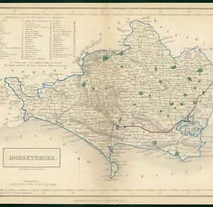 c1820 - Antique Map DORSETSHIRE Chapman Hall outline hand colour (CP2-M)
