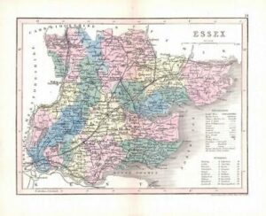1860 - Original antique colour map of "ESSEX" by Joshua Archer (15)