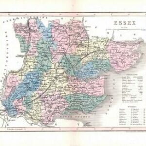 1860 - Original antique colour map of "ESSEX" by Joshua Archer (15)