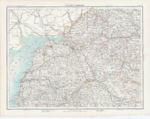 c1885 Large Map ENGLAND - SECTION II CARLISLE Cumberland Bartholomew (RA18)