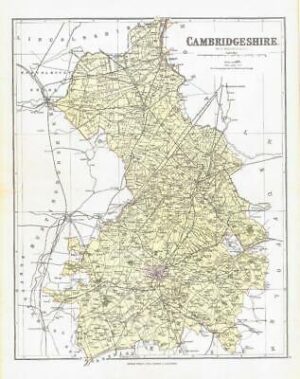 1885 Large Map of the County of CAMBRIDGESHIRE by Weller (PCM4)