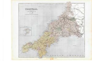 1885 Large Map of the County of CORNWALL by Weller (PCM7)