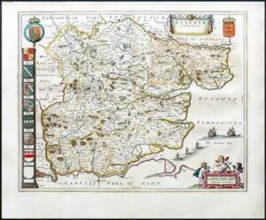 1659 Map of ESSEX Essexia Comitatus by Blaeu Spanish Edition (EB)