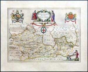 1659 BERKSHIRE Bercheria Vernacule Map by Blaeu Spanish Edition (EB)