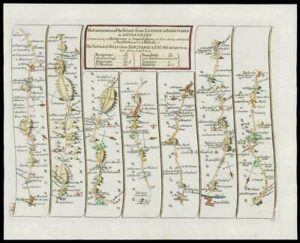 1719 - Antique Road Map LONDON to BARNSTABLE Devonshire Somerset  (22)