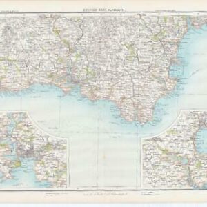 c1885 Map ENGLAND - SECTION XXXI PLYMOUTH Devon Dartmoor Bartholomew (RA50)