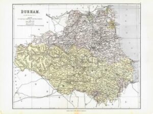 1885 Large Map of the County of DURHAM by Weller (PCM10)
