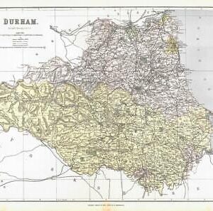 1885 Large Map of the County of DURHAM by Weller (PCM10)