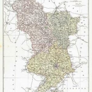 1885 Large Map of the County of DERBYSHIRE by Weller (PCM9)
