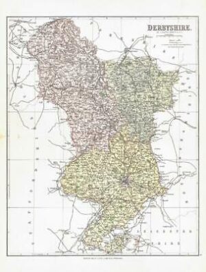 1885 Large Map of the County of DERBYSHIRE by Weller (PCM9)