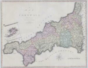 1800-10 Large Engraved Map of CORNWALL by John Cary Original Colour (CL13)